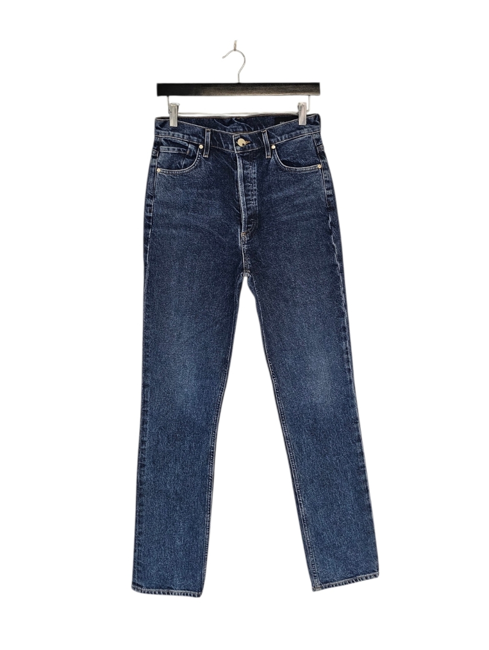 GOLDSIGN The Lawler High Rise Straight Leg Ankle Dark Blue Jeans 27 Preowned